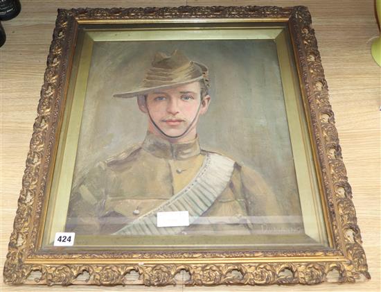 Dumayne, oil on canvas, Portrait of an Anzac Soldier, signed, 43 x 39cm